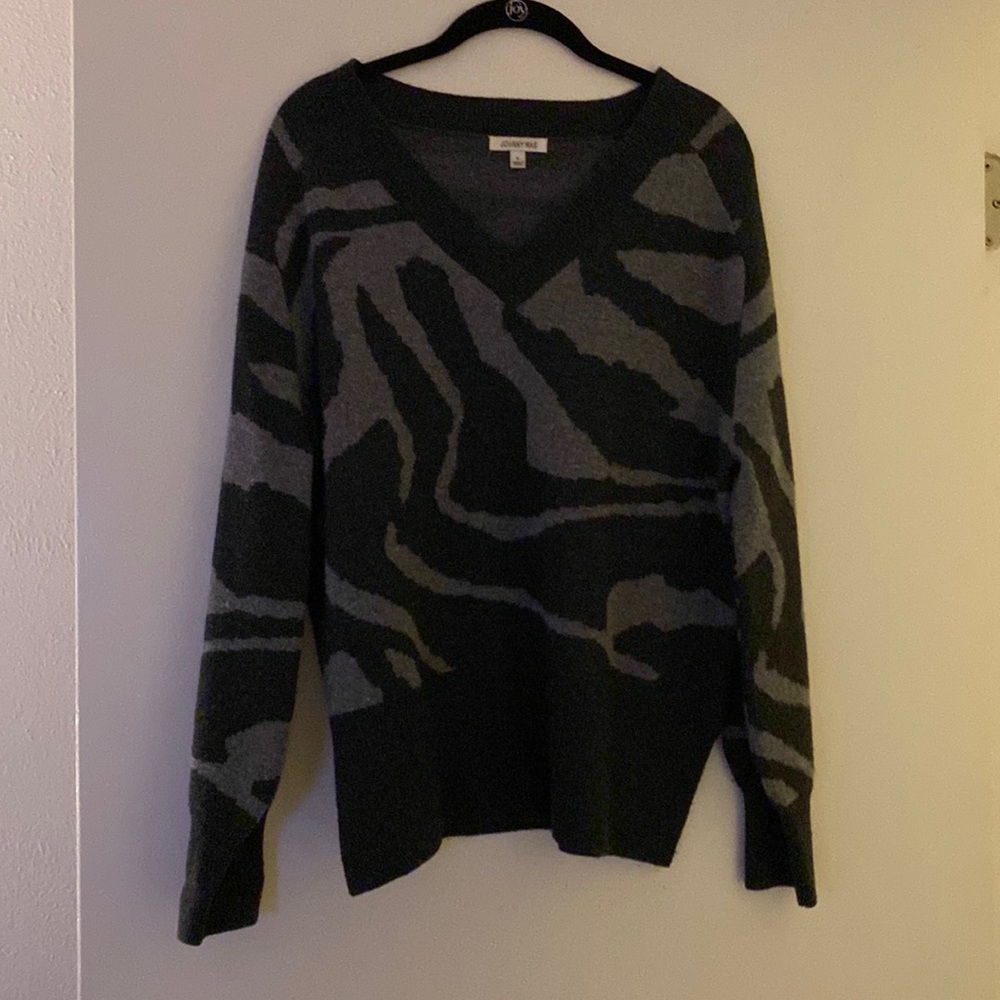 JohnnyWas Cashmere Sweater. Grey tiger stripes.